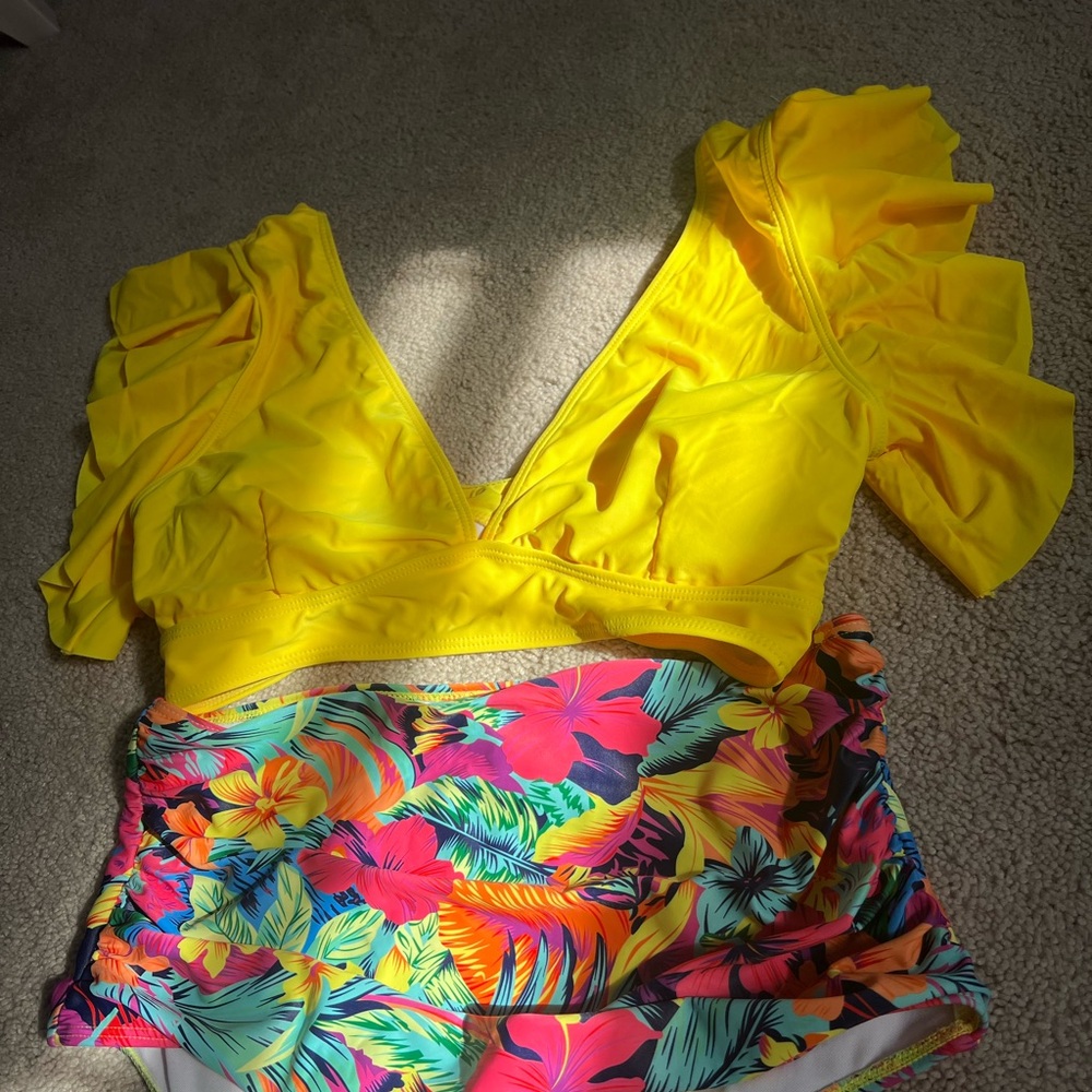 Vibrant Yellow Ruffle Bikini Set - Picture 3 of 8